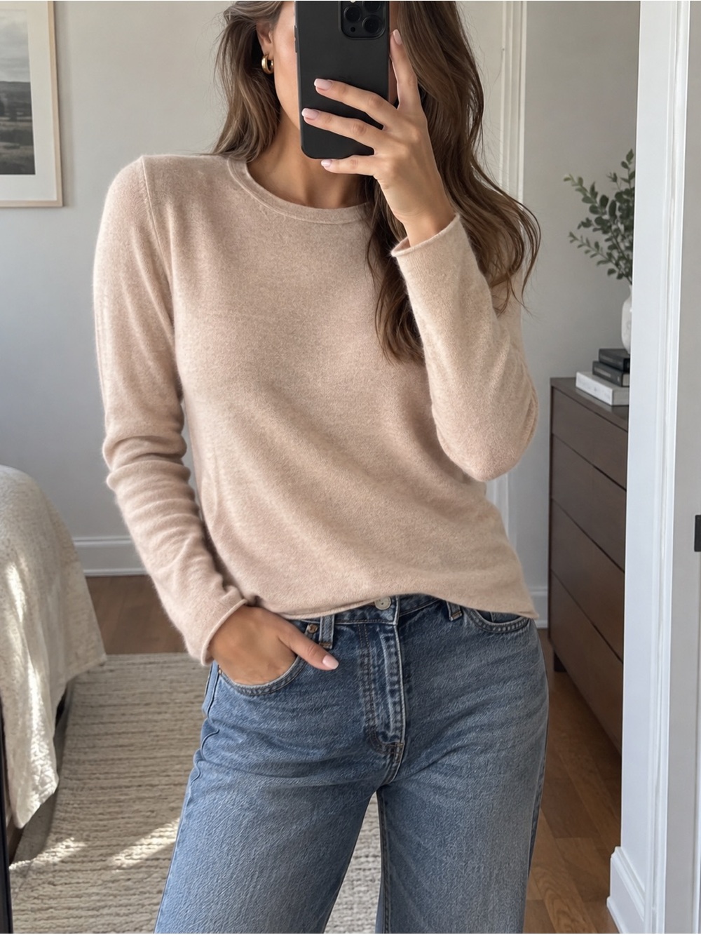 J.Crew 100% Cashmere Crewneck Sweater Blush Beige